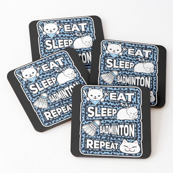 Item preview, Eat Sleep Badminton Repeat Cute Cat and Shuttlecock Funny designed and sold by allistermariam.