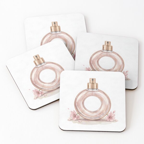 Item preview, Torus Ring Perfume Bottle Watercolor Art -  Dusty Rose and Cherry Blossom designed and sold by LuminaArtRO.