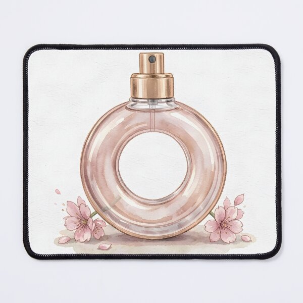 Item preview, Torus Ring Perfume Bottle Watercolor Art -  Dusty Rose and Cherry Blossom designed and sold by LuminaArtRO.