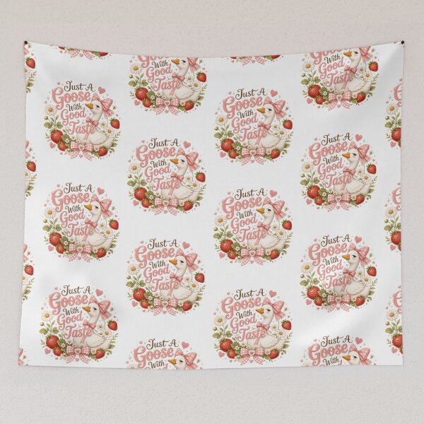 Item preview, Just A Goose With Good Taste Cute Strawberry Cottagecore Goose Design designed and sold by PixelModeShop.