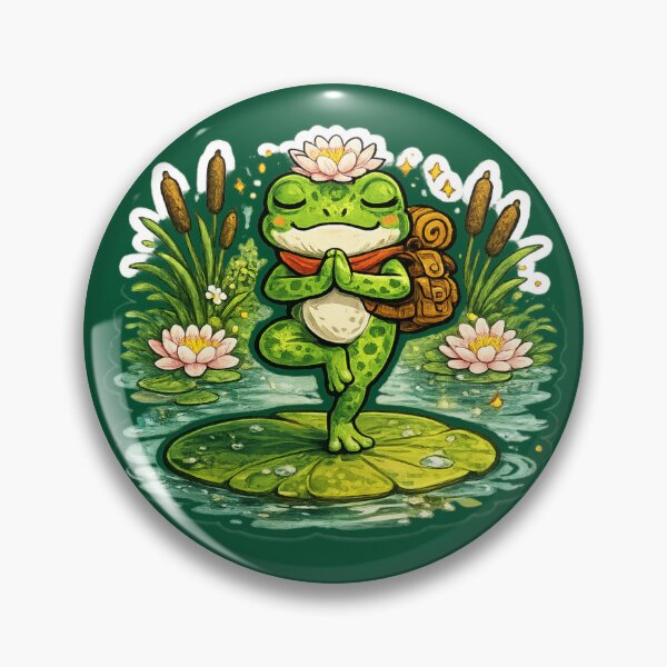 Item preview, Yoga Frog on Lily Pad – Peaceful Tree Pose Cartoon Meditation Art designed and sold by ArtsyExplorer.