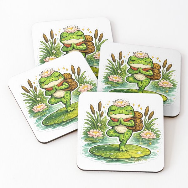 Item preview, Yoga Frog on Lily Pad – Peaceful Tree Pose Cartoon Meditation Art designed and sold by ArtsyExplorer.