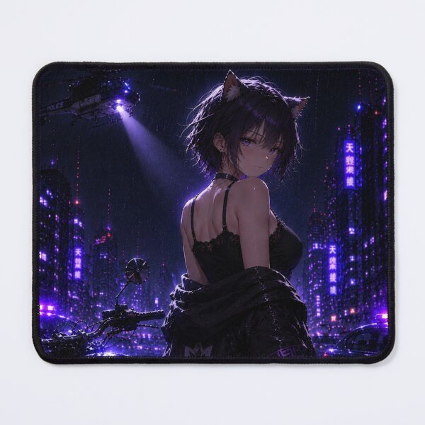 Item preview, REI – Neon Rain Catgirl Rider | Cyberpunk Anime Police Girl designed and sold by RinaWorksJP.