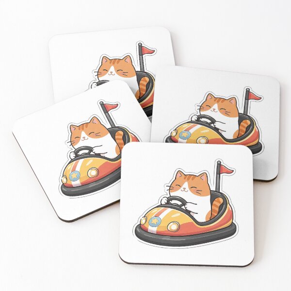 Item preview, Cute Orange Cat Driving Bumper Car Amusement Park Kawaii Illustration designed and sold by NoopnyangStudio.