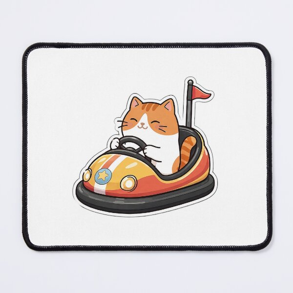 Item preview, Cute Orange Cat Driving Bumper Car Amusement Park Kawaii Illustration designed and sold by NoopnyangStudio.
