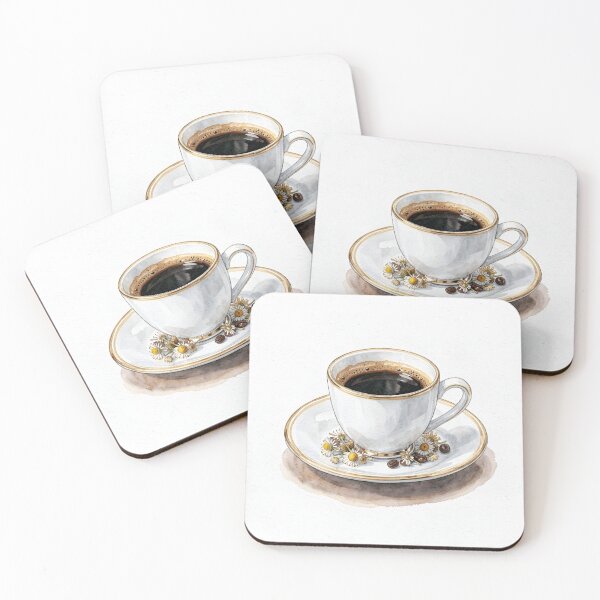 Item preview, Luxury Espresso Cup Watercolor Art Print -  Italian Cafe and Chamomile designed and sold by LuminaArtRO.