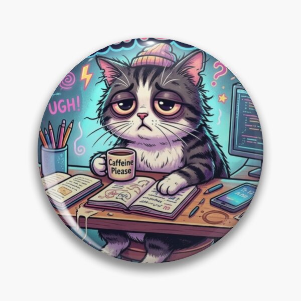 Item preview, Mentally Exhausted Study Cat designed and sold by Elviqus Shop.