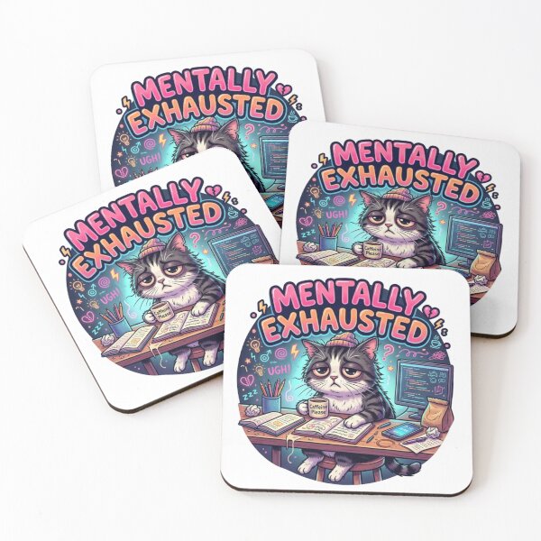 Item preview, Mentally Exhausted Study Cat designed and sold by Elviqus Shop.