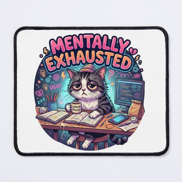 Item preview, Mentally Exhausted Study Cat designed and sold by Elviqus Shop.