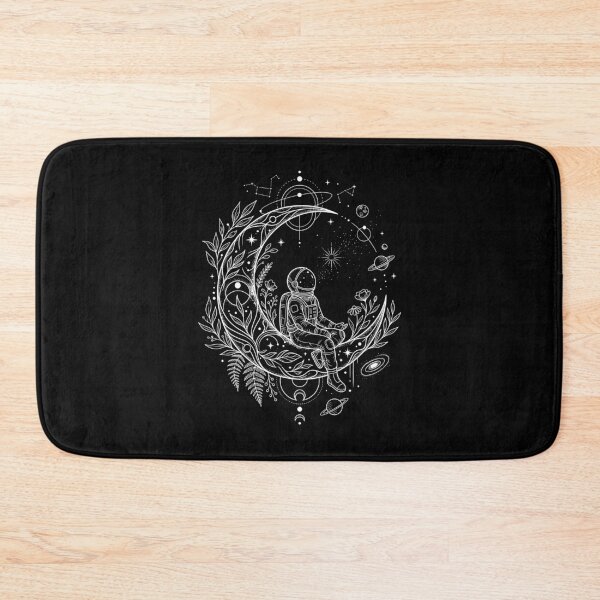Item preview, Astronaut Moon Planets Botanical Space Boho Black White Retro Aesthetic  designed and sold by graphixpolash.