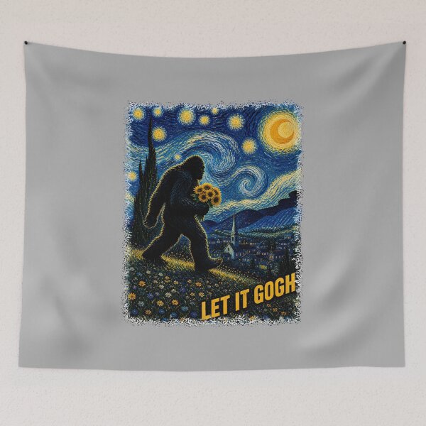 Item preview, Let It Gogh Vincent Van Gogh Funny Bigfoot Tees Starry Night Long Sleeve designed and sold by ArleneRowe.