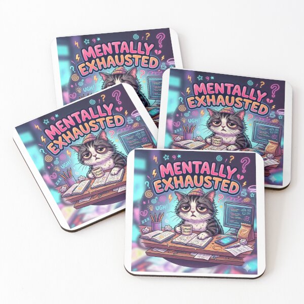 Item preview, Mentally Exhausted Neon Cat designed and sold by Elviqus Shop.