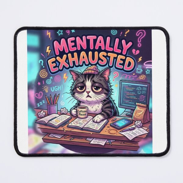 Item preview, Mentally Exhausted Neon Cat designed and sold by Elviqus Shop.