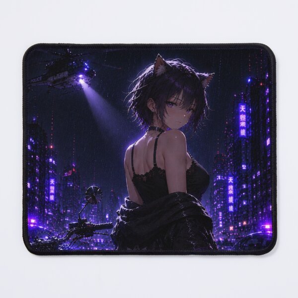 Item preview, REI – Neon Rain Catgirl Rider | Cyberpunk Anime Police Girl designed and sold by RinaWorksJP.