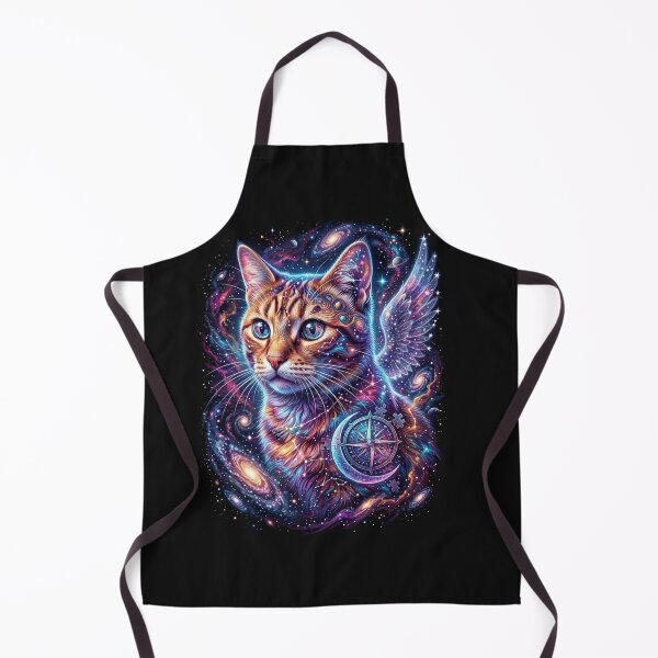 Item preview, Cosmic Winged Cat Galaxy Compass Neon Space Art designed and sold by Alma en Cada Detalle.