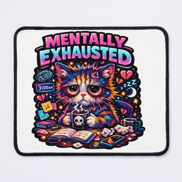 Item preview, Dark Mentally Exhausted Cat designed and sold by Elviqus Shop.