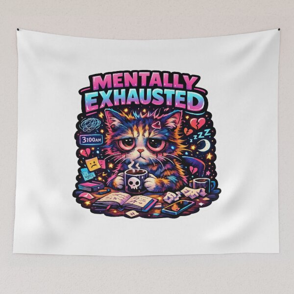 Item preview, Dark Mentally Exhausted Cat designed and sold by Elviqus Shop.