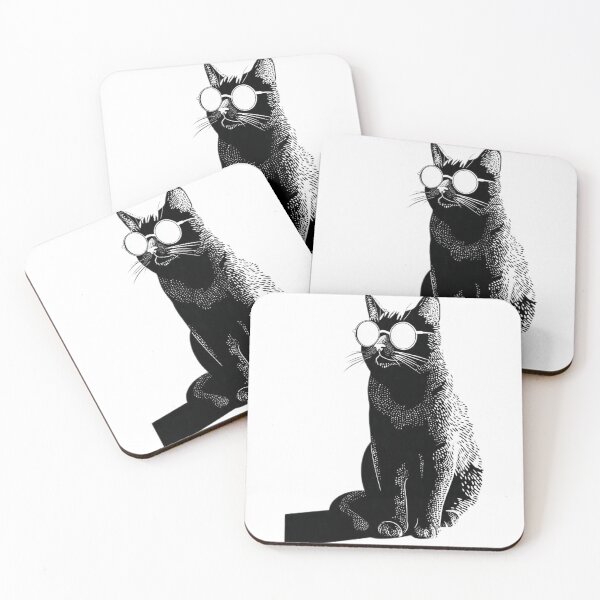 Item preview, Intellectual Black Cat Woodcut Art designed and sold by Moody Vibes Studio.
