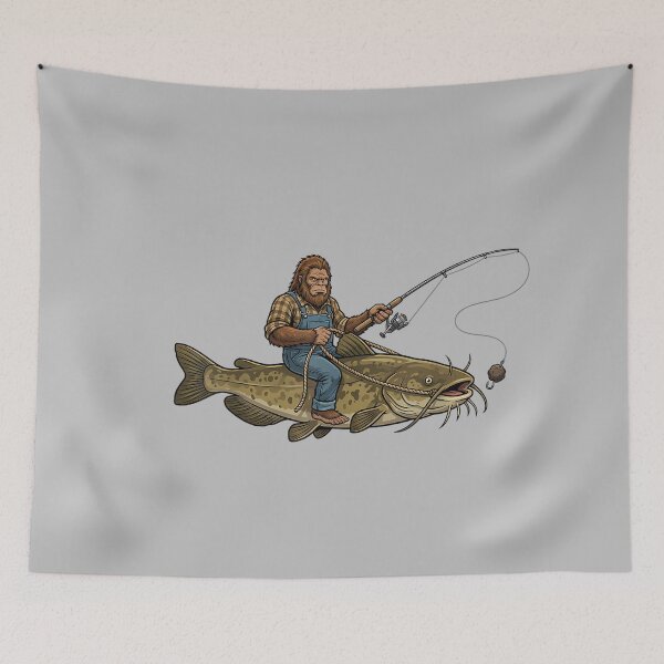 Item preview, Flathead Catfish Fishing Bigfoot Riding Fisherman Funny designed and sold by mjohnson9.