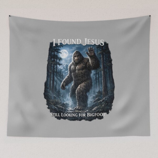 Item preview, I Found Jesus Still Looking Bigfoot Funny Christian designed and sold by ArleneRowe.