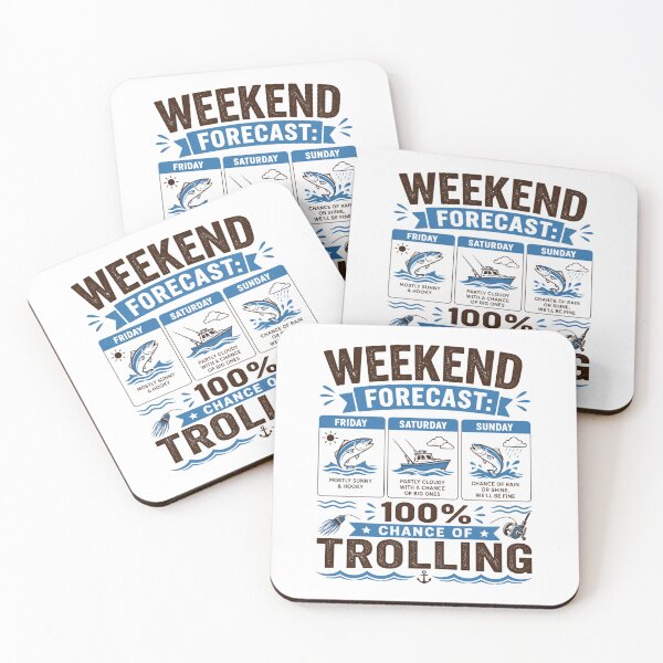 Item preview, Weekend Forecast 100% Chance of Trolling | Funny Fishing T-Shirt designed and sold by ZorviqueStudio.