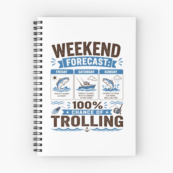 Item preview, Weekend Forecast 100% Chance of Trolling | Funny Fishing T-Shirt designed and sold by ZorviqueStudio.