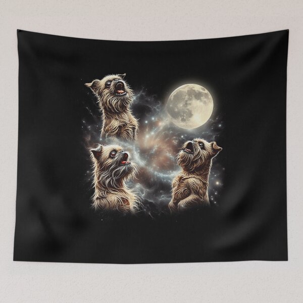 Item preview, Brussels Griffon Howling Moon Lover Dog designed and sold by MosaikkiArt.