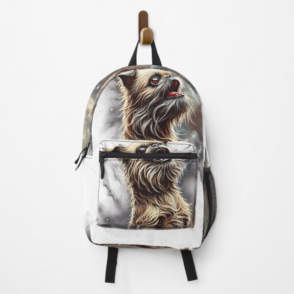 Item preview, Brussels Griffon Howling Moon Lover Dog designed and sold by MosaikkiArt.