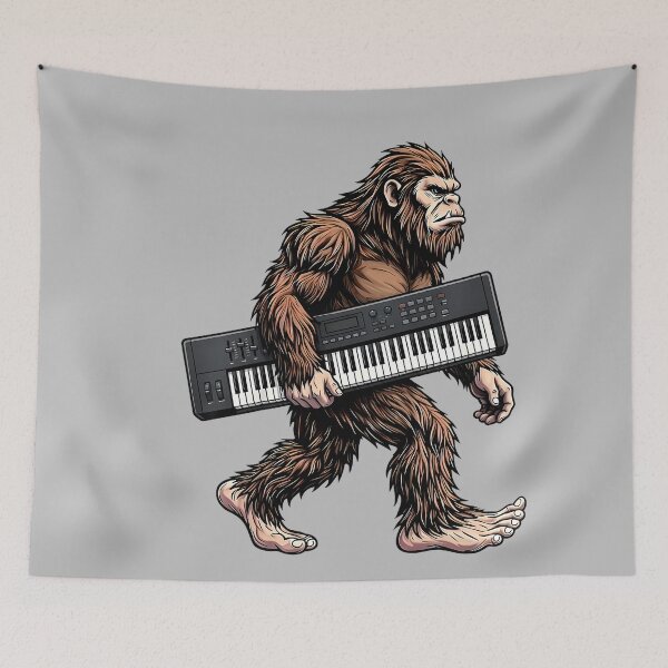 Item preview, Funny Bigfoot Carrying Keyboard Sasquatch Synth Musician designed and sold by mjohnson9.