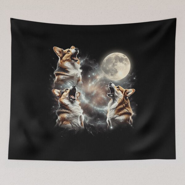Item preview, Cardigan Welsh Corgi Howling Moon Lover Dog designed and sold by MosaikkiArt.