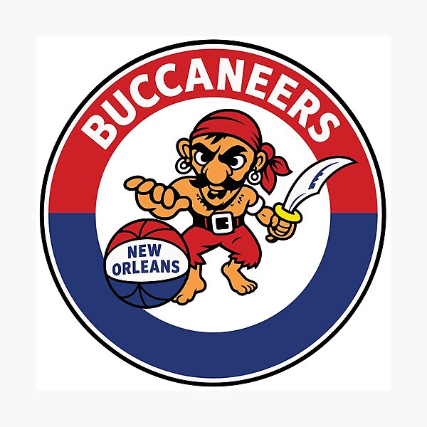 Item preview, New Orleans Buccaneers Vintage ABA Logo – Classic 1960s Basketball Design designed and sold by RetroBasketball.