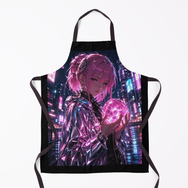 Item preview, Cyberpunk Anime Girl Pink Hair Glowing Orb Neon Tokyo Chrome Aesthetic designed and sold by miubiyori.