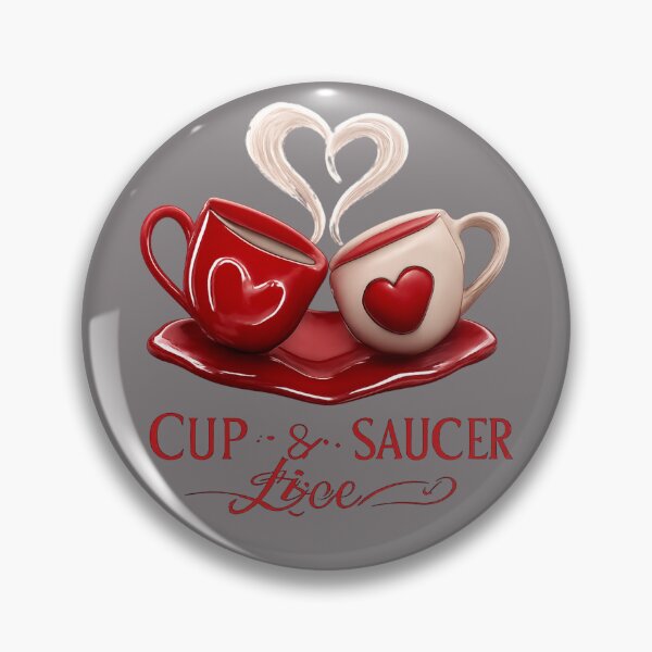 Item preview, Cup & Saucer Love – Intertwined Coffee Cups with Heart Steam, Romantic Illustration for Couples designed and sold by JagrDesigns.
