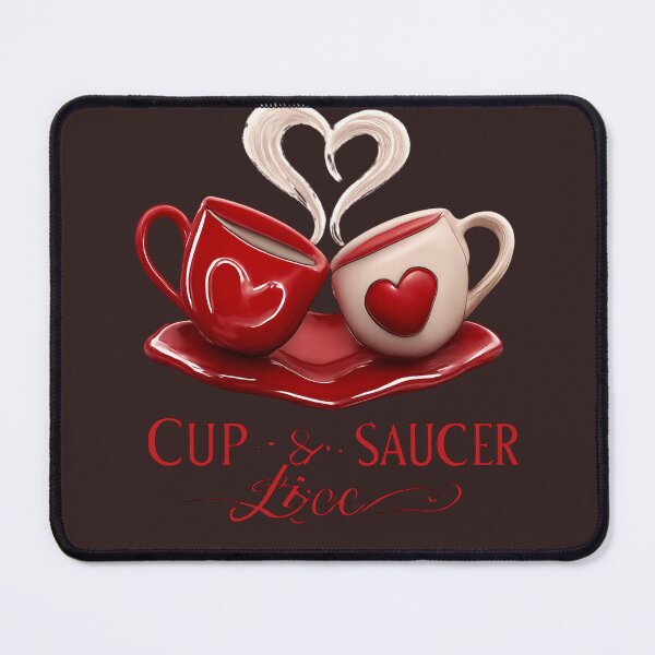 Item preview, Cup & Saucer Love – Intertwined Coffee Cups with Heart Steam, Romantic Illustration for Couples designed and sold by JagrDesigns.