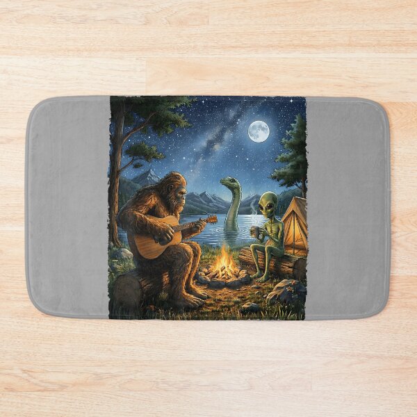 Item preview, Bigfoot and Alien Loch Ness Campfire Sasquatch Funny Camping designed and sold by GreggRoss.