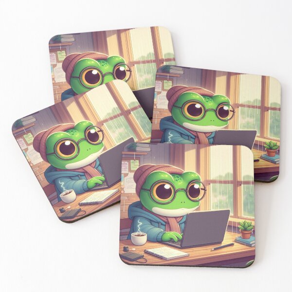 Item preview, Cozy Frog Coder – Whimsical Study Animal Design designed and sold by Dogandesighn.