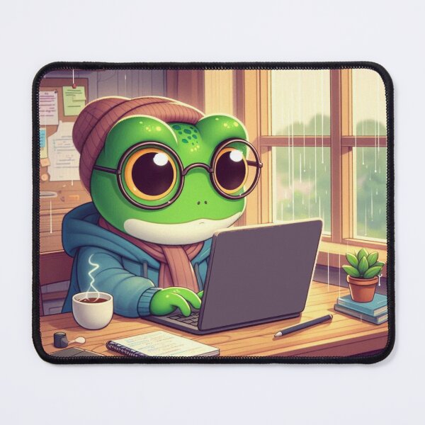 Item preview, Cozy Frog Coder – Whimsical Study Animal Design designed and sold by Dogandesighn.