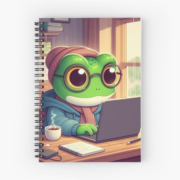 Item preview, Cozy Frog Coder – Whimsical Study Animal Design designed and sold by Dogandesighn.