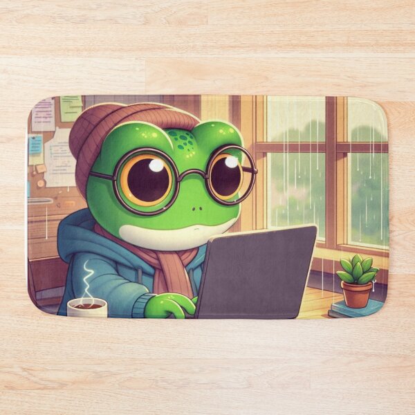 Item preview, Cozy Frog Coder – Whimsical Study Animal Design designed and sold by Dogandesighn.