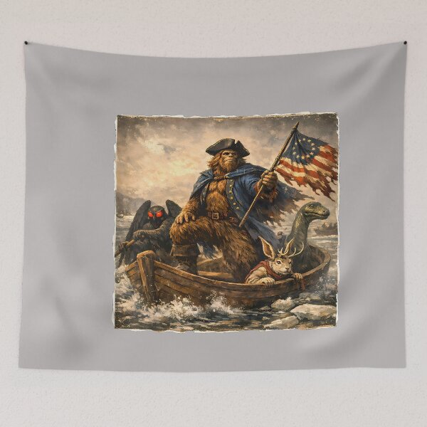 Item preview, Bigfoot Crossing the Delaware Patriotic Funny 4th of July designed and sold by GreggRoss.