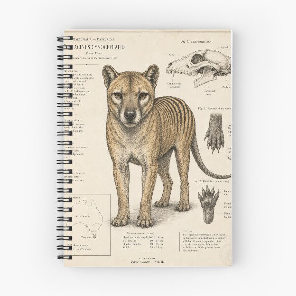 Item preview, Thylacine Study — Naturalist Tasmanian Tiger Ink Illustration designed and sold by Jandedan.