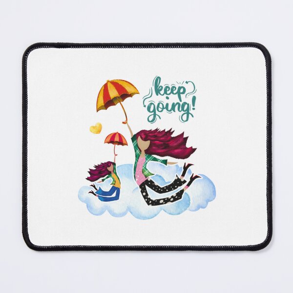 Item preview, Keep Going Whimsical Girls Flying On Cloud With Umbrellas designed and sold by RoseArtGraphic.