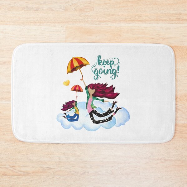 Item preview, Keep Going Whimsical Girls Flying On Cloud With Umbrellas designed and sold by RoseArtGraphic.