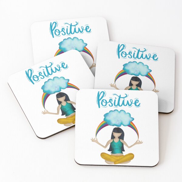 Item preview, Positive Vibes Meditating Yoga Girl Rainbow Mindset designed and sold by RoseArtGraphic.