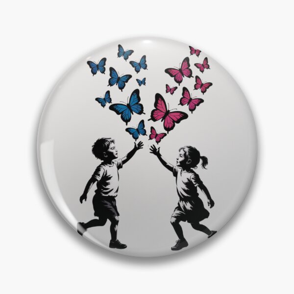 Item preview, A Banksy-style stencil artwork depicting two children in silhouette running in opposite directions designed and sold by 123ks.