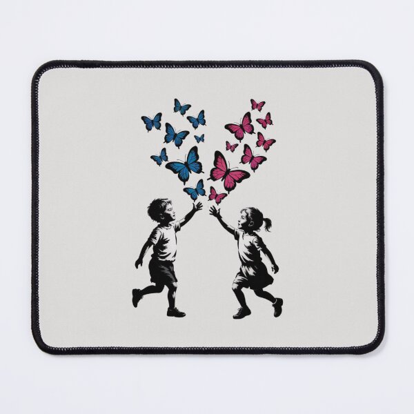 Item preview, A Banksy-style stencil artwork depicting two children in silhouette running in opposite directions designed and sold by 123ks.