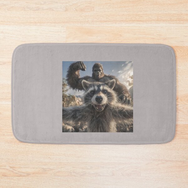 Item preview, Funny Raccoon Selfie with Bigfoot Funny Sasquatch Meme designed and sold by mjohnson9.