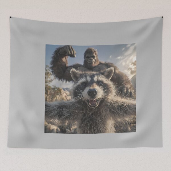 Item preview, Funny Raccoon Selfie with Bigfoot Funny Sasquatch Meme designed and sold by mjohnson9.