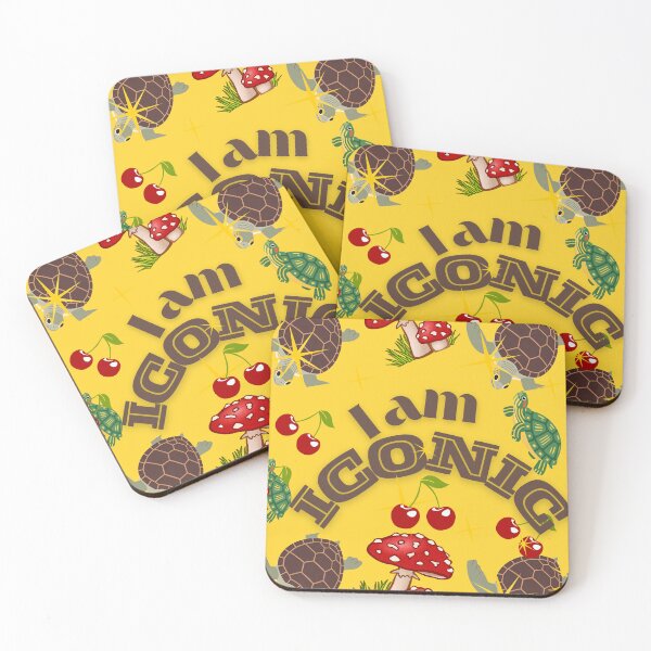Item preview, I Am Iconic Turtle Mushroom Cherry Bold Yellow Fun Art Print designed and sold by Extremeallie.