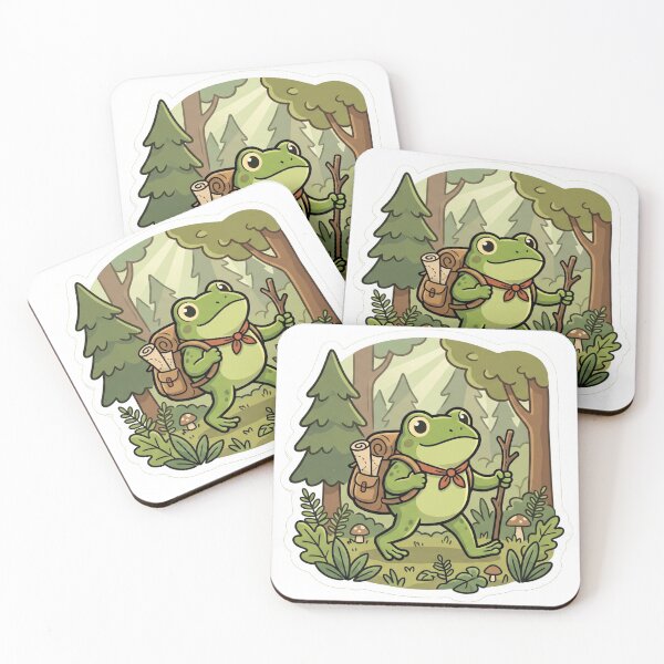 Item preview, Adventure Frog Exploring Forest – Cute Backpack Frog Cartoon Aesthetic designed and sold by ArtsyExplorer.